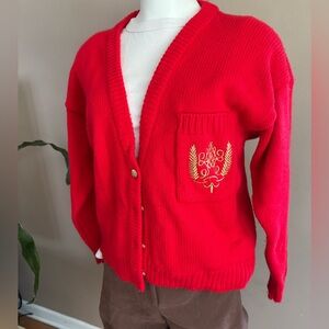 Red Women's Cardigan Sweater